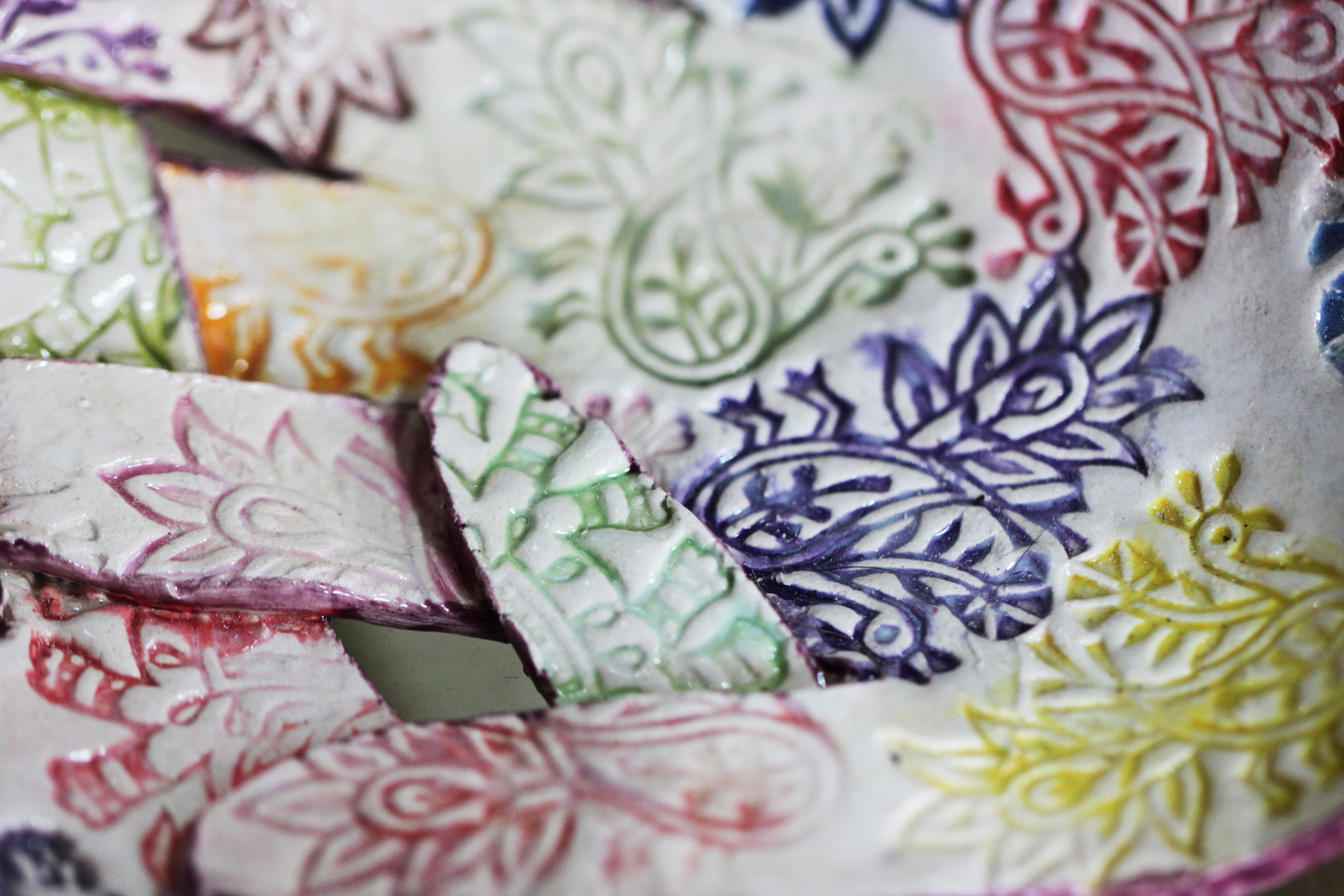 Block printing into clay