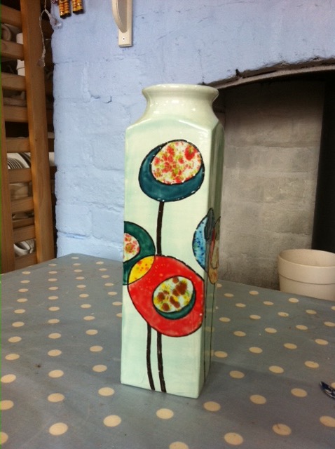 Crystal flowers slipcast vase