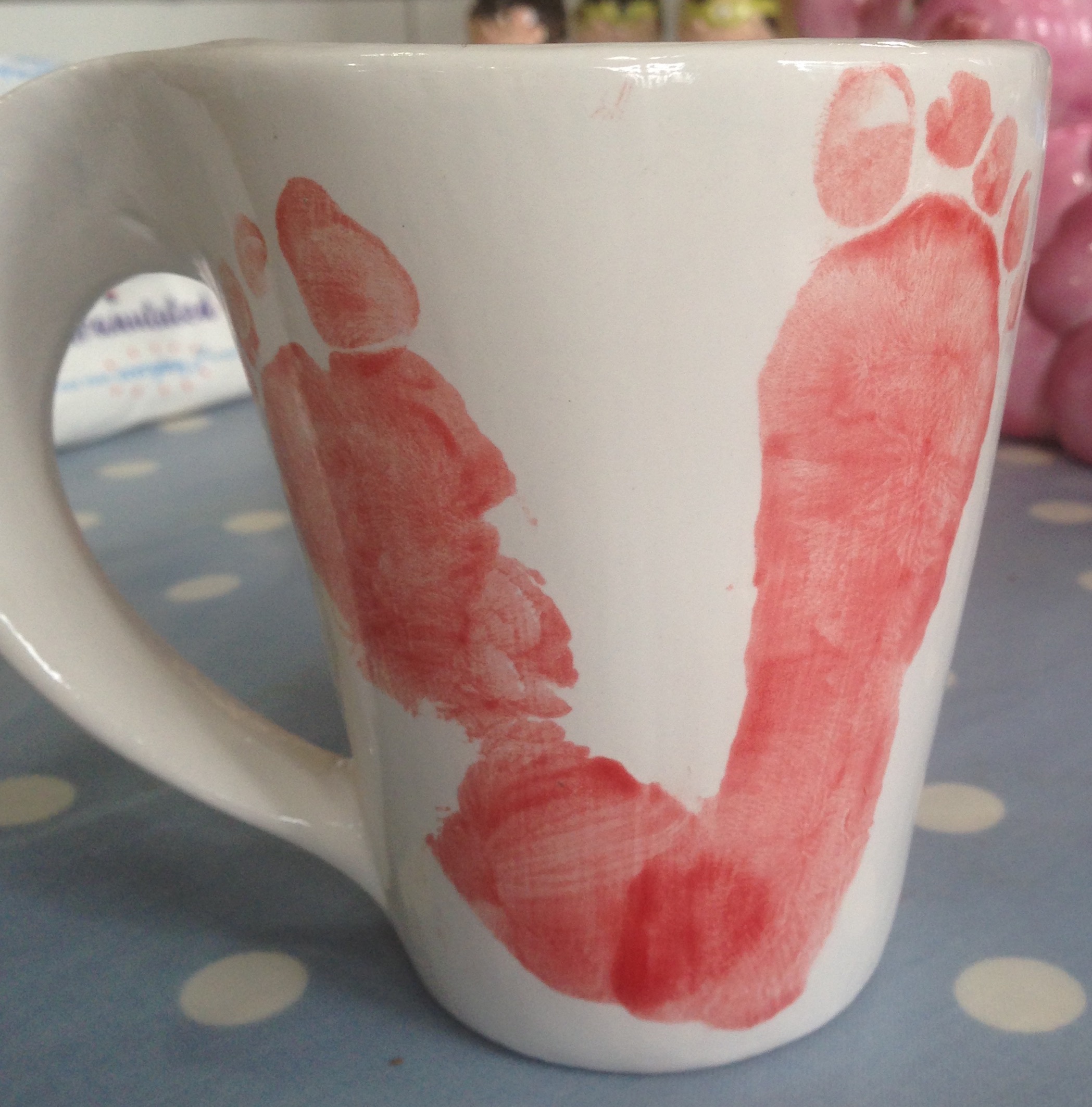 Baby footprints on pottery