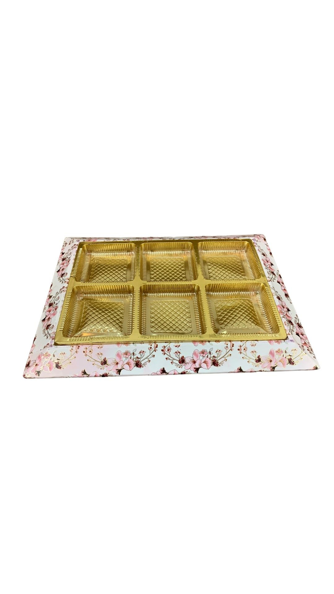 Dry Fruits Box with 6 Cavity (Pink floral design)
