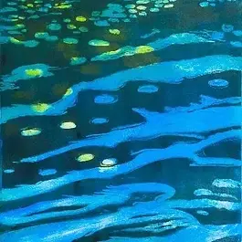 Northern Pond, Summer (detail), monotype on paper, 2023
