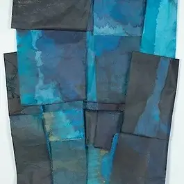 River, Folded Drawing #4, ink and colored pencil on Japanese paper, 23" x 17", 2023