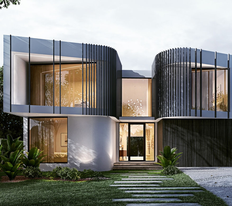 Modern Broadbeach Waters residence featuring timber battening, organic window apertures, and luxury waterfront pool deck