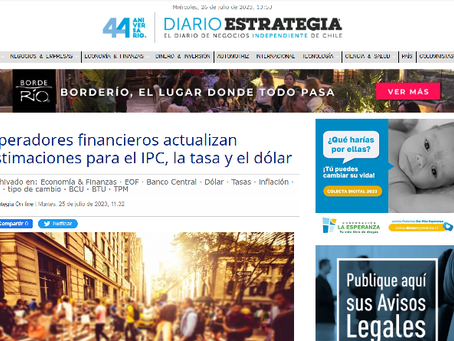 26 julio 23: Operadores financieros actualizan datos esperados de IPC, tasas y dólar