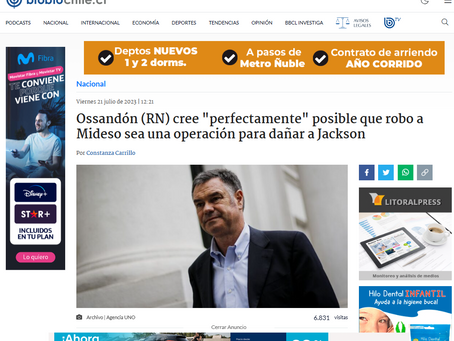 21 julio 23: Senador Ossandon refuerza tesis de ministra Vallejos, robo es una "operación política"