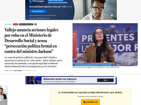 20 julio 23: Ministra Vallejos anuncia acciones legales por robo y acusa persecución política