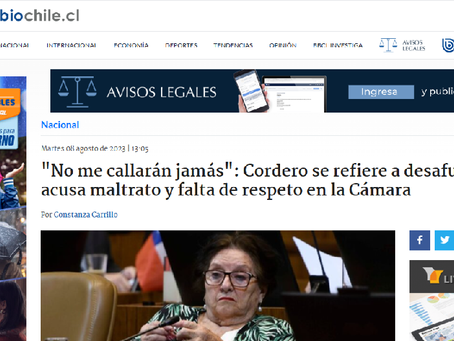 8 agosto 23: "No me callarán jamás": Cordero acusa maltrato y falta de respeto