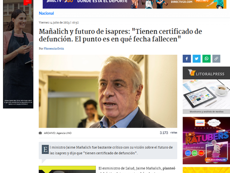 14 julio 23: Doctor Mañalich afirma que las Isapres tienen sus días contados