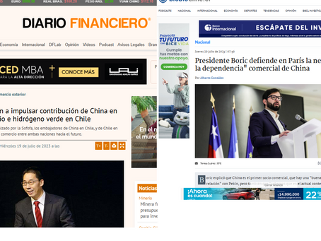 20 julio 23: en París Boric defiende la necesidad de no depender de China y en chile se fortalece