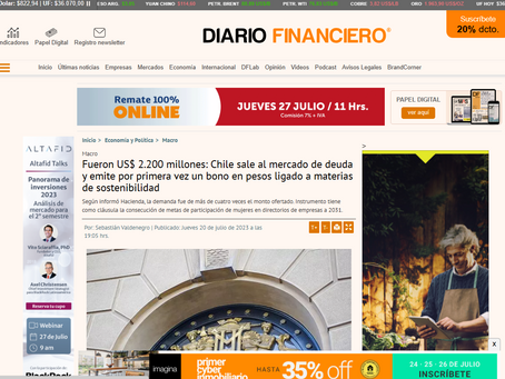 20 julio 23: Hacienda coloca bonos soberanos por 2.200 millones de USD a pagar el 2037