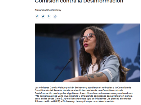 13 julio 23: Fuego cruzado entre el senado y el gobierno por Comisión contra la Desinformación