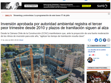 17 julio 23: La inversión aprobada por la autoridad ambiental registra tercera baja trimestral