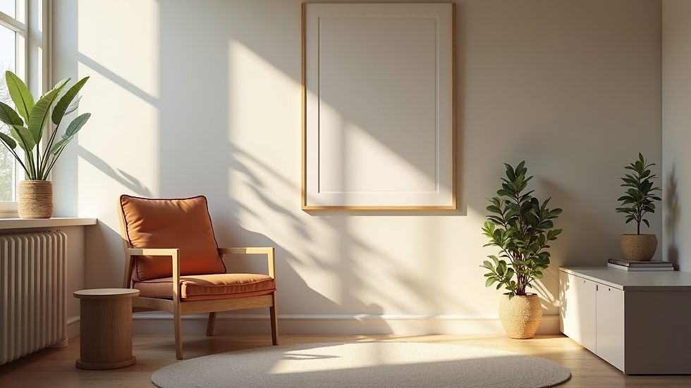 Eye-level view of a tranquil therapy office space