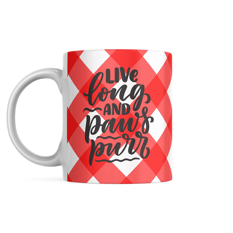 Miniatura: Taza personalizada con foto y frase Mantel Vichy - Gatos