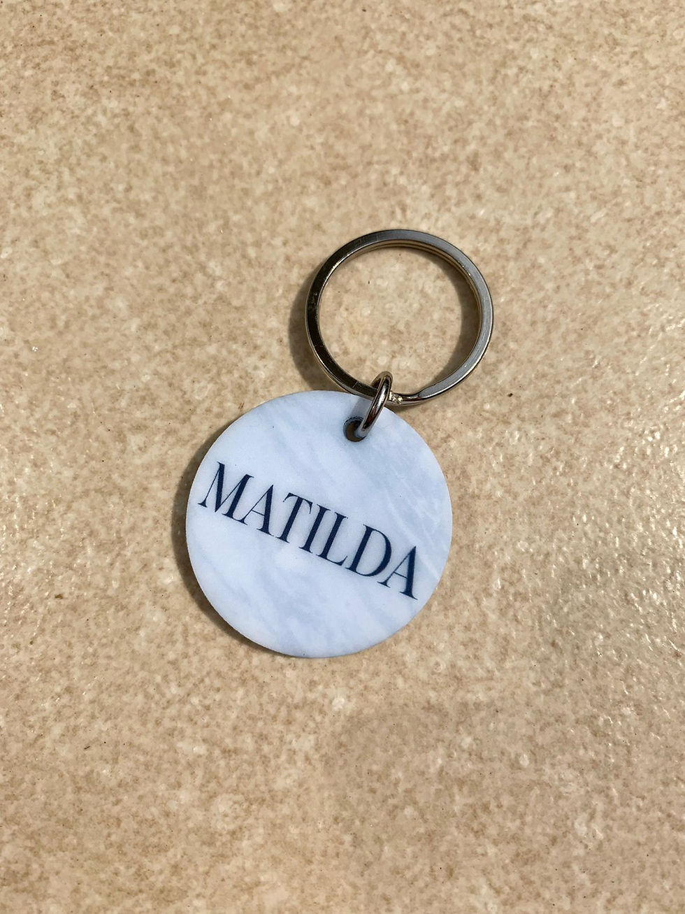 Miniatura: Placa de identificación Mármol Blanco Naturals para perros y gatos