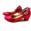 Thumbnail: Magenta Satin Block Heels with Ankle Strap