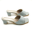 Thumbnail: Grey Textured Vegan Leather Open toe Block Heel Sandals