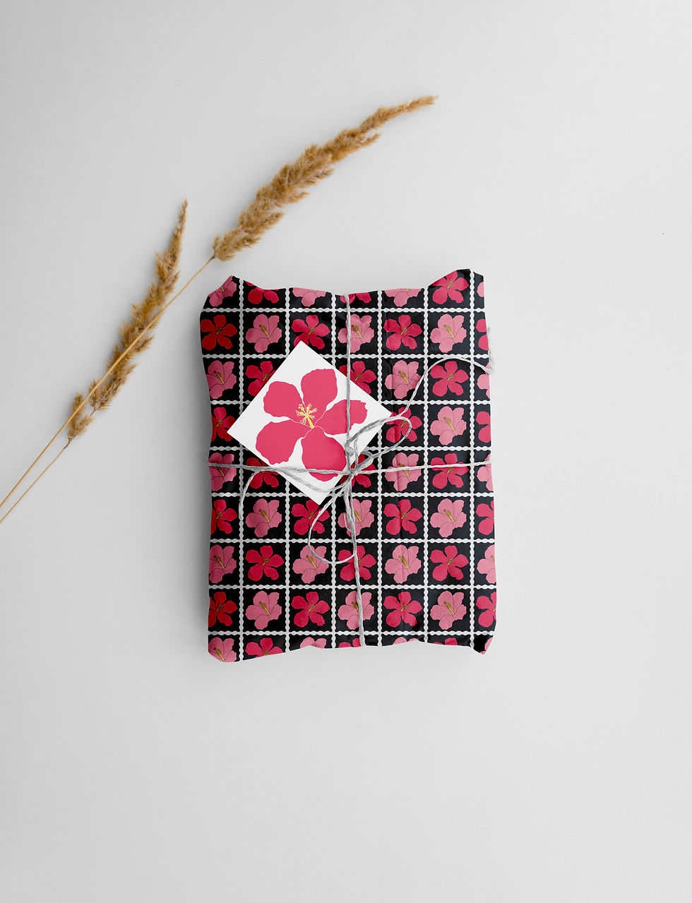 Thumbnail: Hibiscus Check on Navy Blue