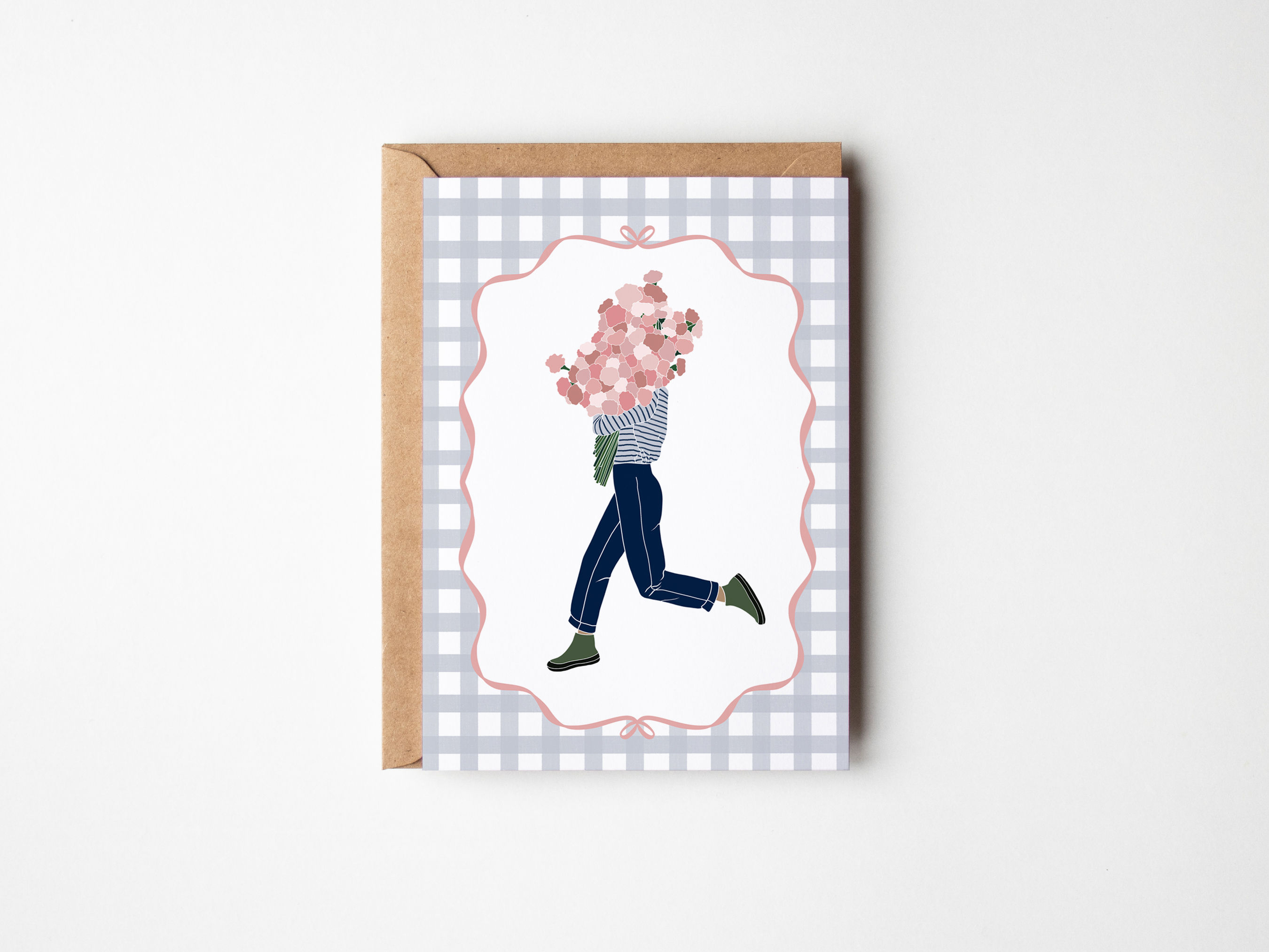 GREETING CARD : Girl Holding Flowers $6.95