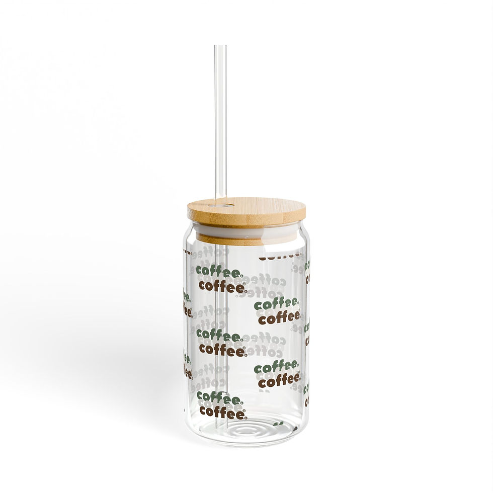 Thumbnail: Coffee Lover Sipper Glass - 16oz with Bamboo Lid