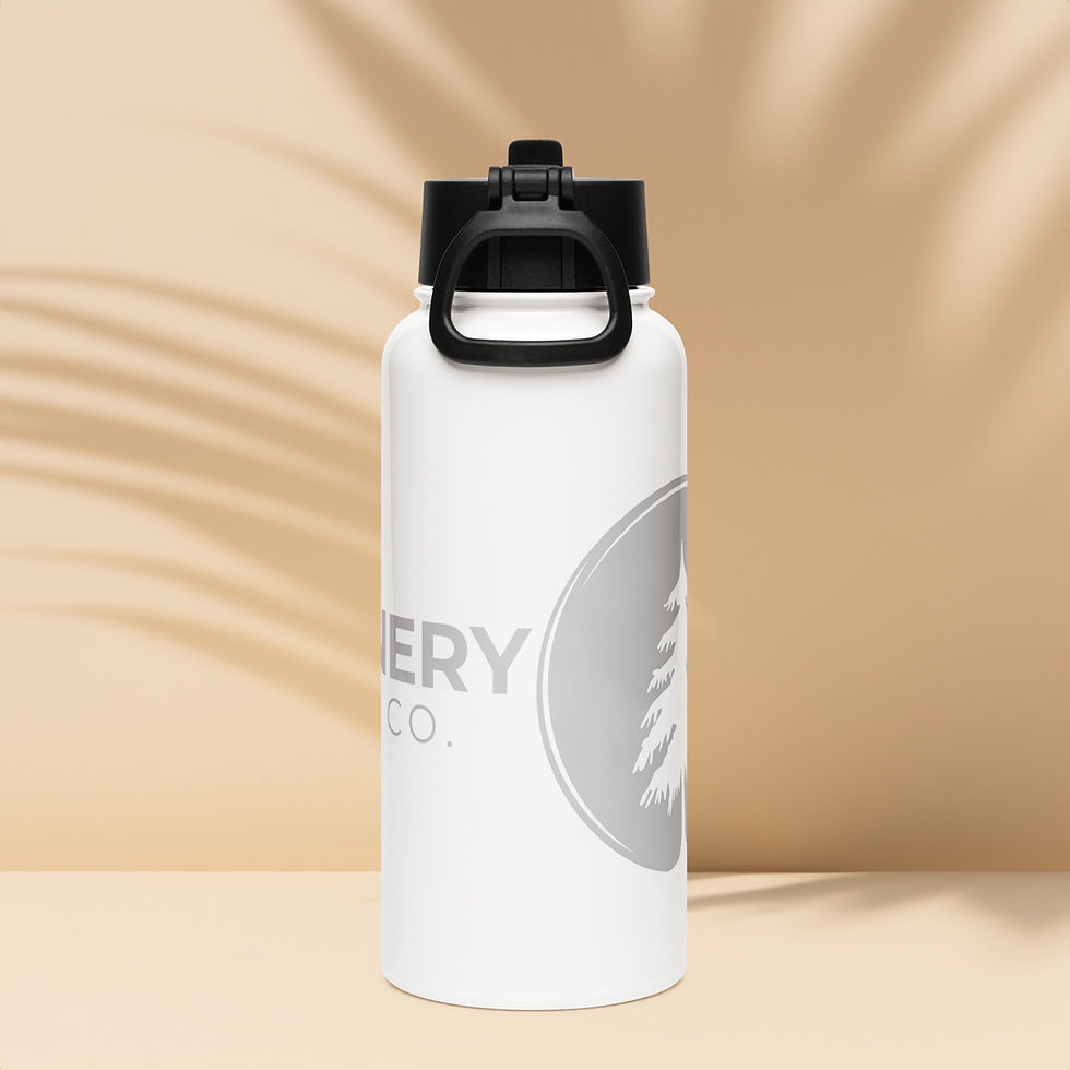 Thumbnail: The Pinery stainless steel water bottle with a folding straw lid
