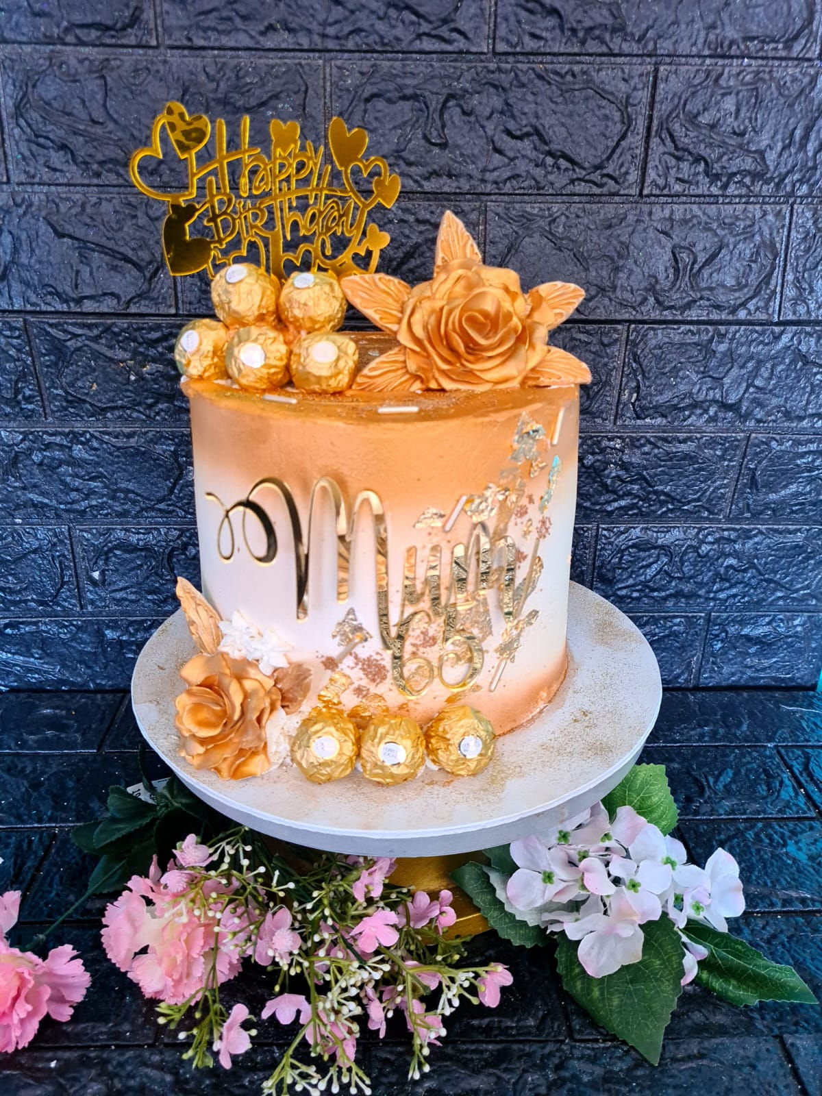 Mirror Gold side way cake topper