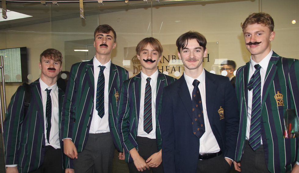 Students from The King's School Chester Moustache Day held in support of Movember