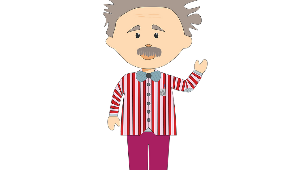 Einstein Animated doing candy experiment