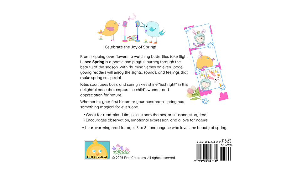 I Love Spring kids book back cover