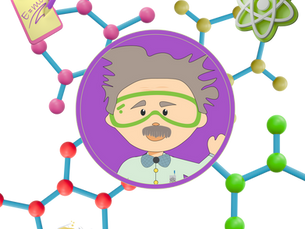 cartoon einstein with lab glasses