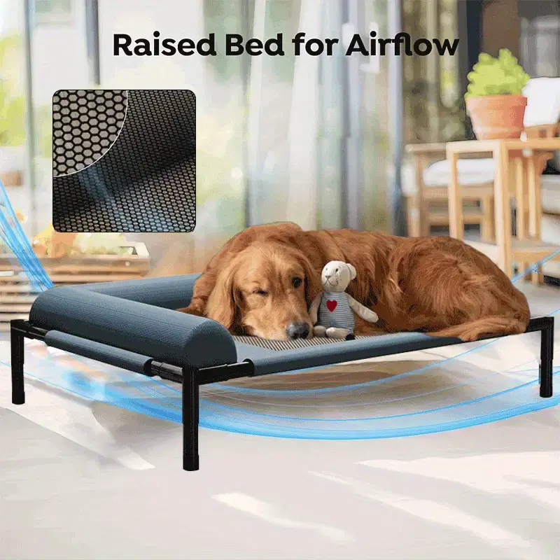 Thumbnail: Cooling Raised Dog Bed with Pillow Support