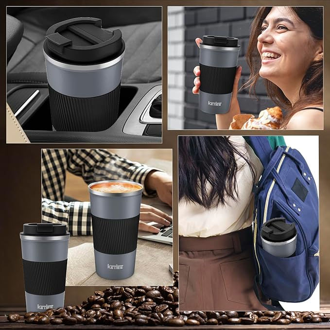 Thumbnail: 12oz Insulated Coffee Cup with Leakproof Lid