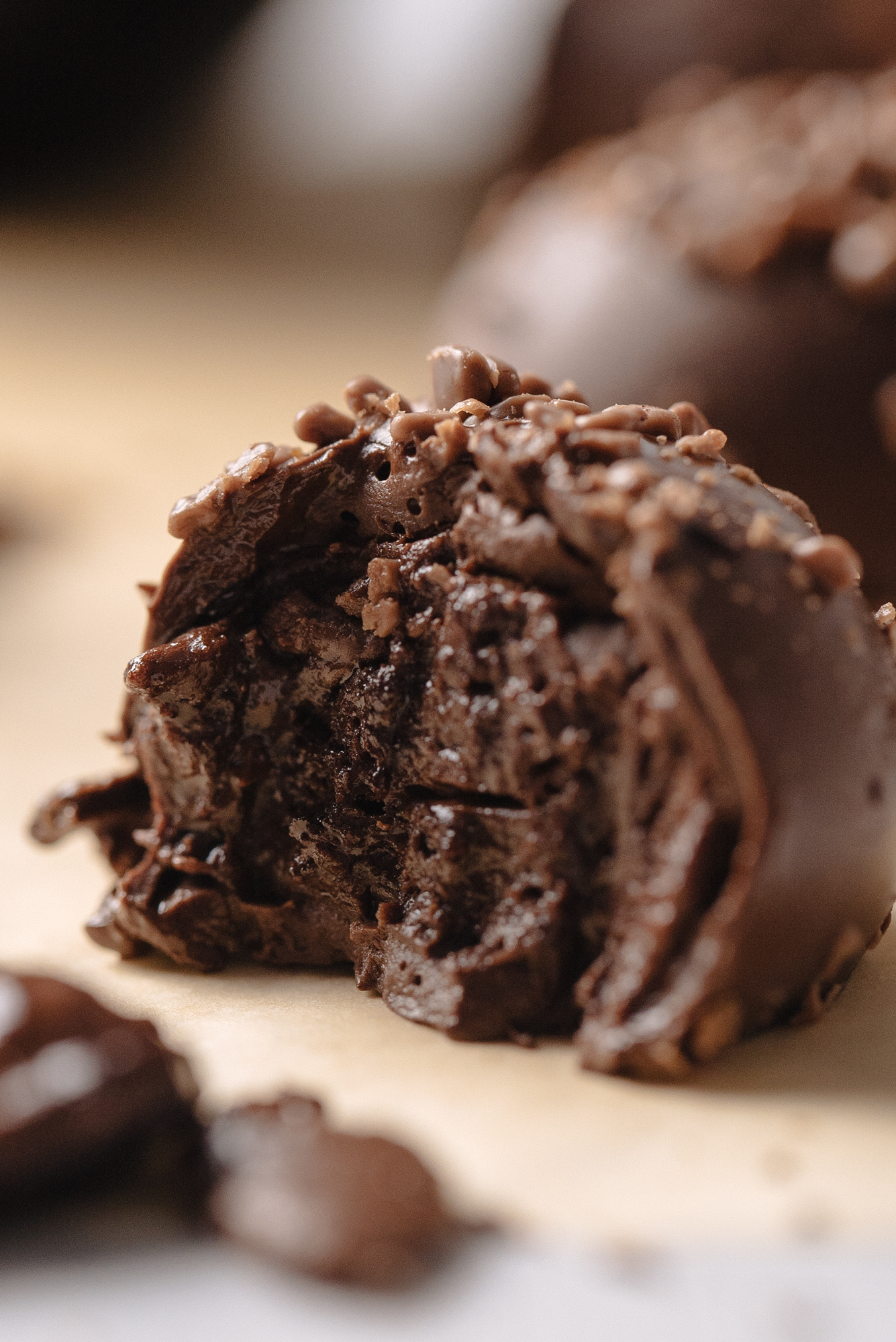 Inside of Chocolate Truffle Close Up