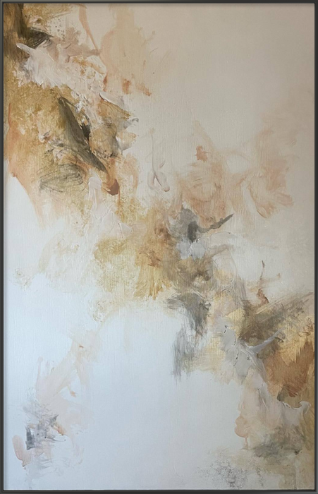 coffee infused acrylic on wood panel painting