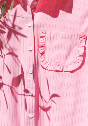 Soul Sparrow pink stripe shirt with frill pocket detail