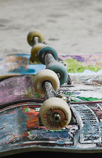 Worn Skateboards On Concrete