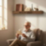 Family moment on a sofa beneath a wooden floating shelf engraved “MEMORY SHELF”