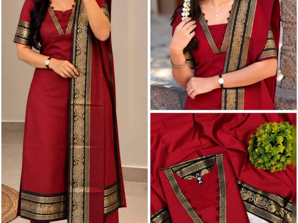 Premium Silk Cotton Kurti Suit Set