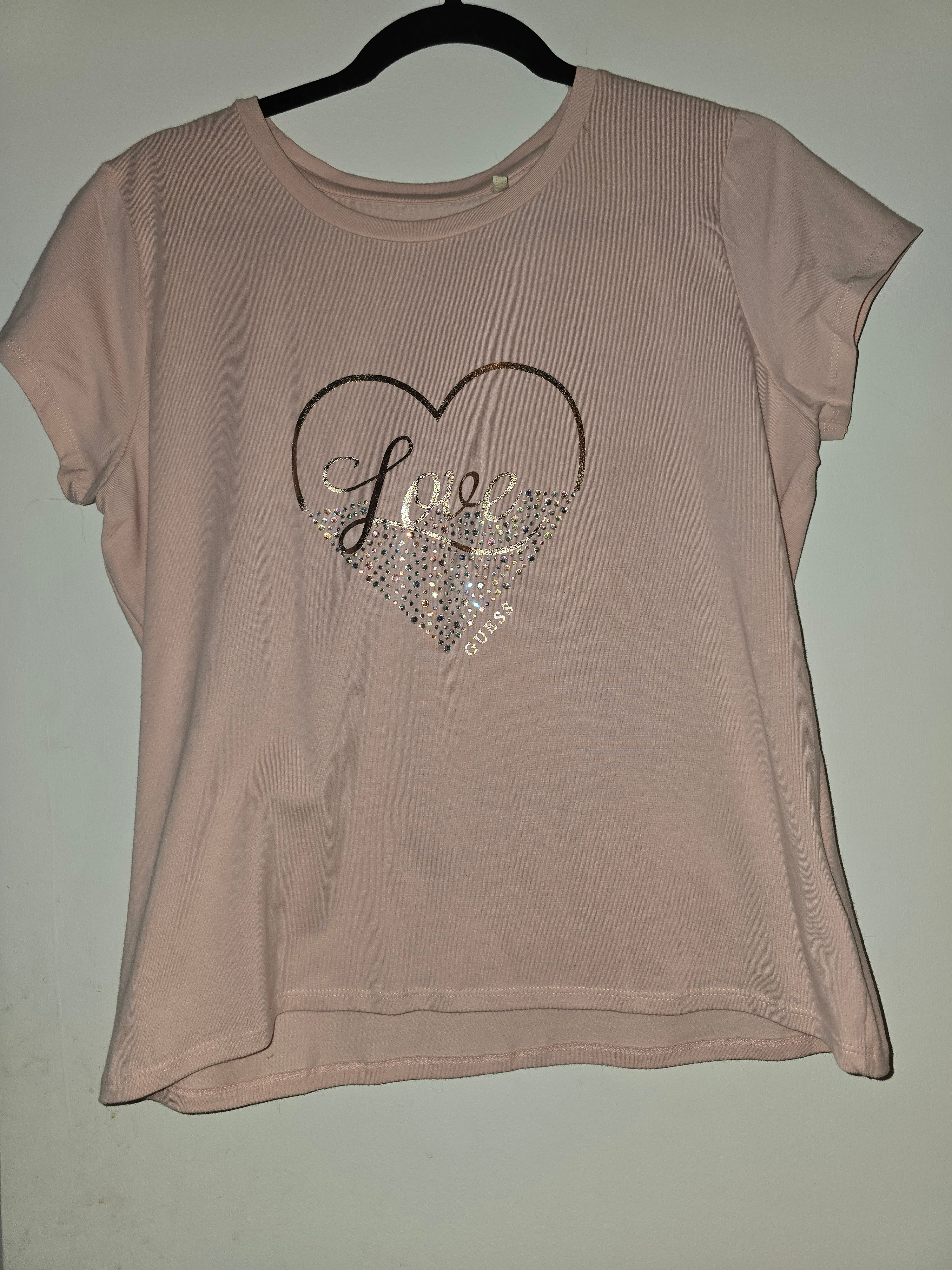 Guess Pink & Gold Love Tee Shirt Size XL