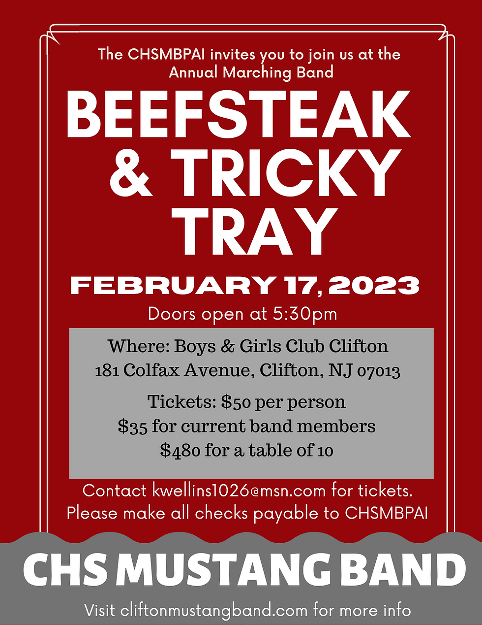 Beefsteak/Tricky Tray - SINGLE TICKET