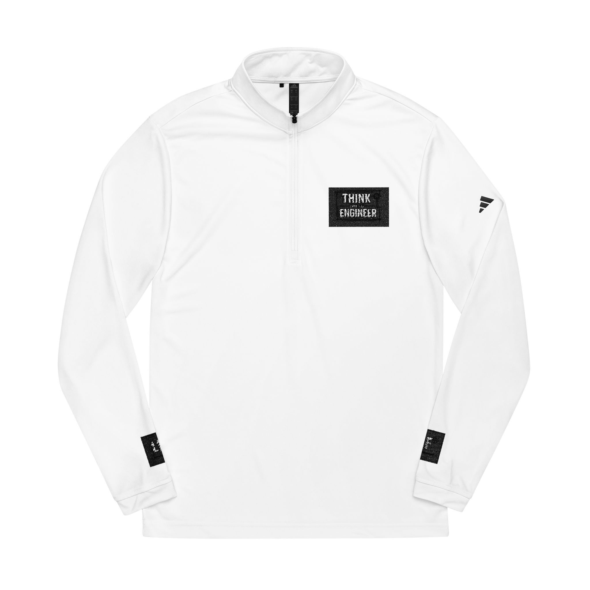 Embroidered Quarter-Zip Pullover — Minimal White Athletic Top