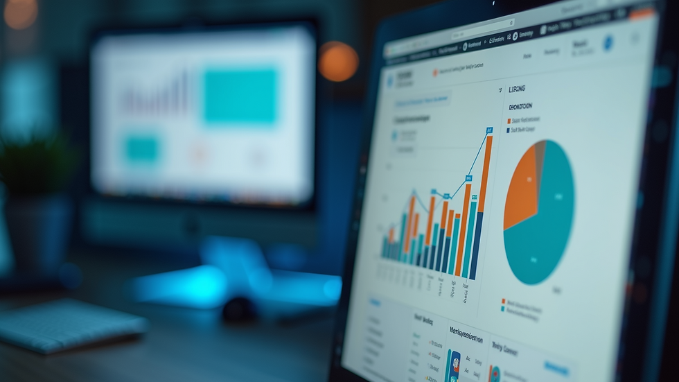 Close-up view of a computer screen displaying website analytics dashboard