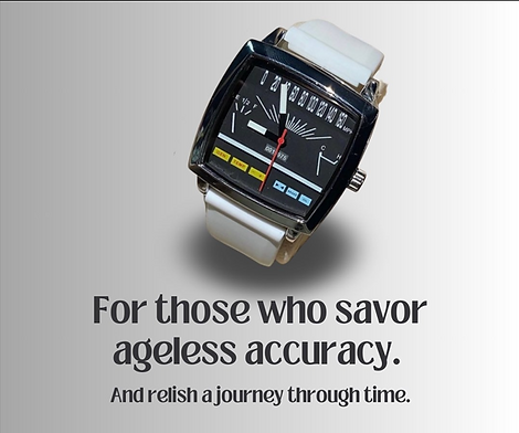 The Peak Performance watch boasts a vintage-inspired design with its Glow-In-The-Dark 1970's GM cluster face.