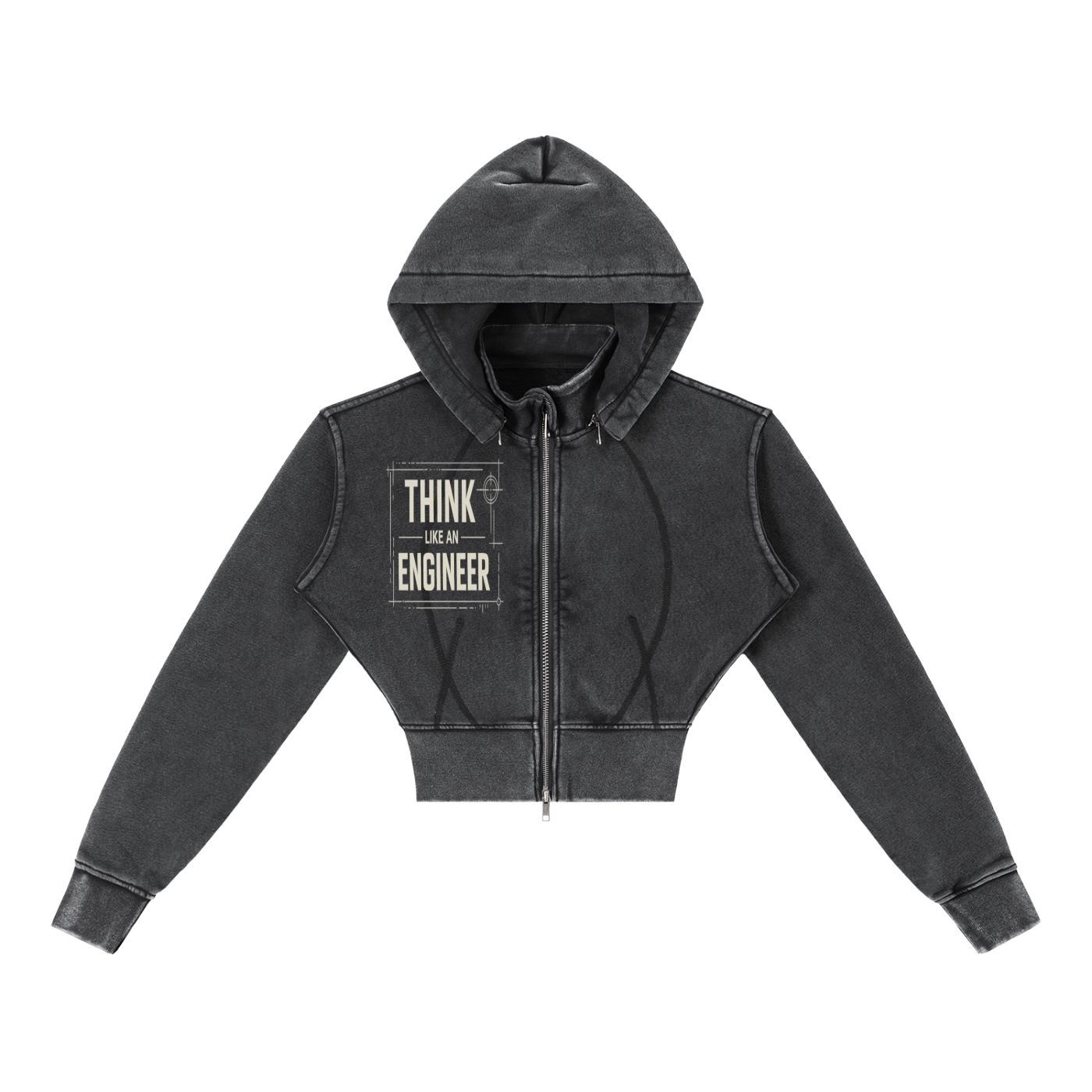Vintage Washed Cropped Fleece Hoodie