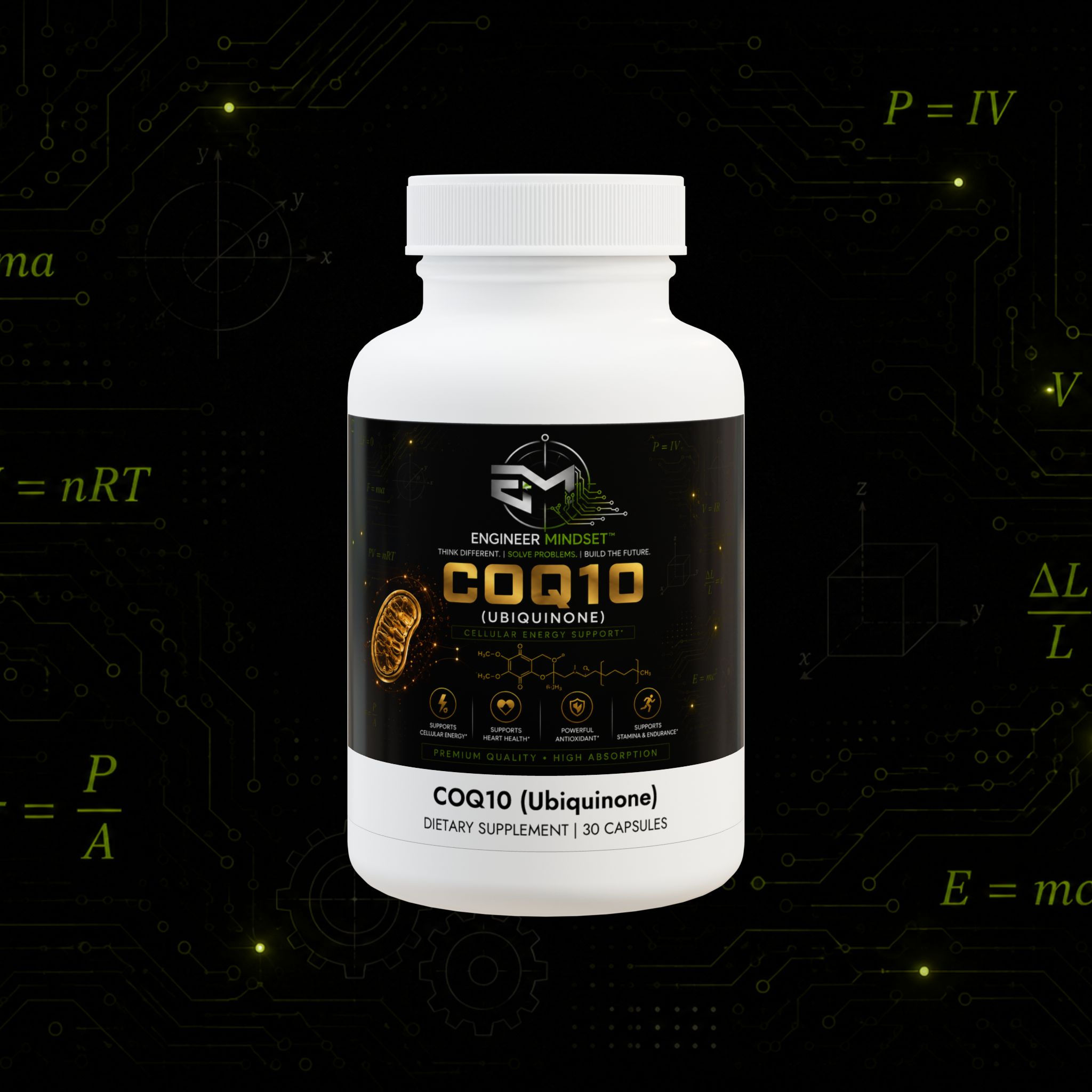 ENGINEER MINDSET™ CoQ10 (Ubiquinone) Cellular Energy Supplement | 30 Capsules
