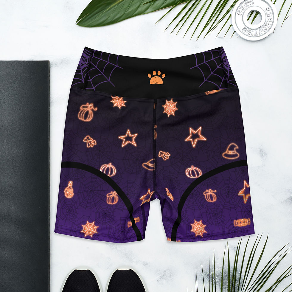 Thumbnail: Halloween Paw-tastic (High-Waisted)  Yoga Shorts