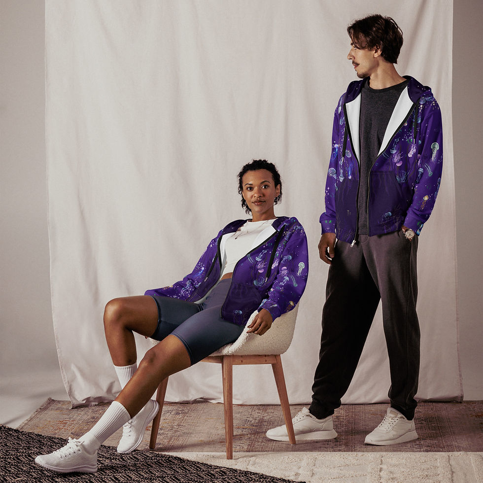 Thumbnail: Medusa Jellyfish Zip Hoodie | Bioluminescent Deep Sea Recycled Spring Jacket