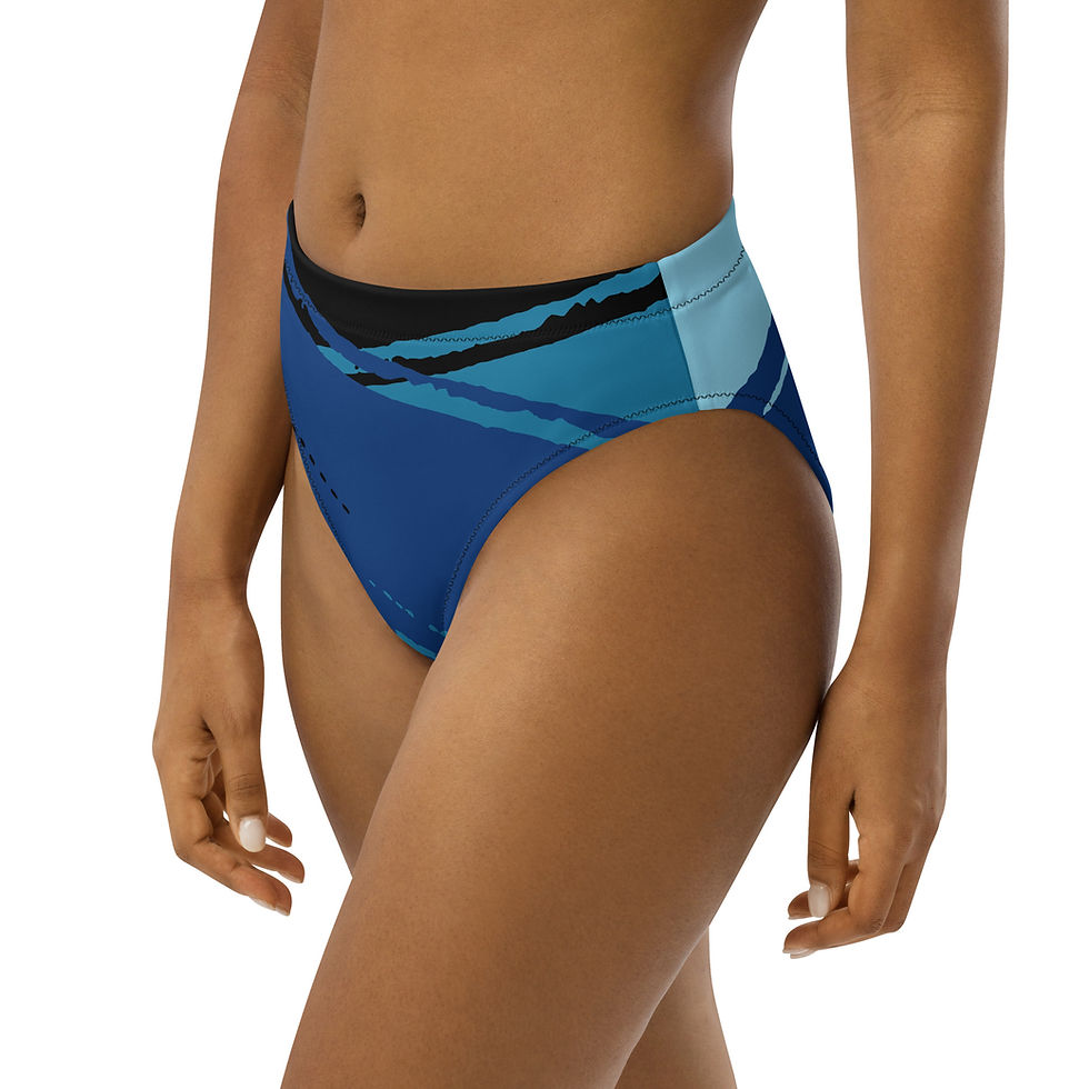Thumbnail: ARTflex activewear - Abyss pattern high waisted bikini bottom front-side view