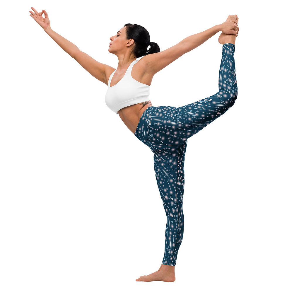 Whale shark pattern leggings on yoga model