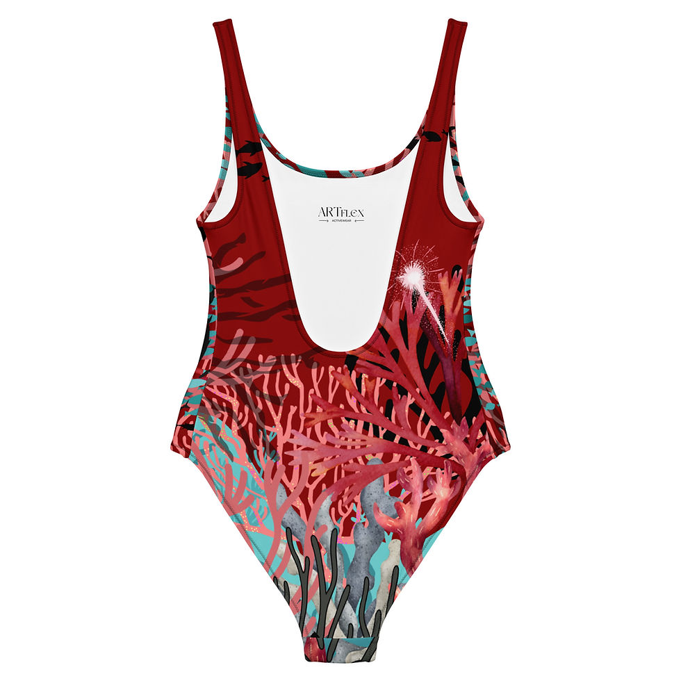 Thumbnail: ARTflex activewear - Red Coral  one piece swimsuit back flat